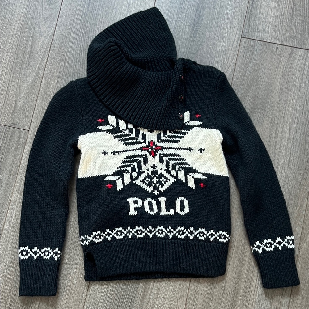 Polo by Ralph Lauren Black and Cream Sweater